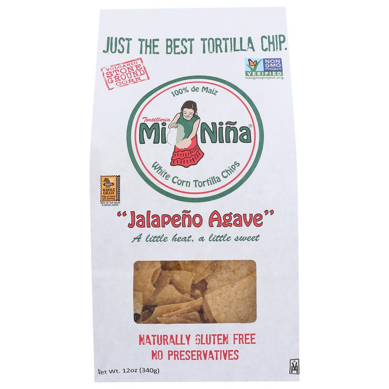 Mi Niña® 142, Mi Nina White Corn Tortilla Chips With Jalapeno Agave, 12 Oz.,  Case of 9