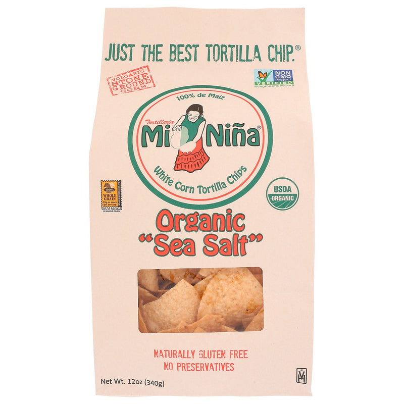 Mi Nina Chips Tortilla Sea Salt - 12 Ounce, Case of 9