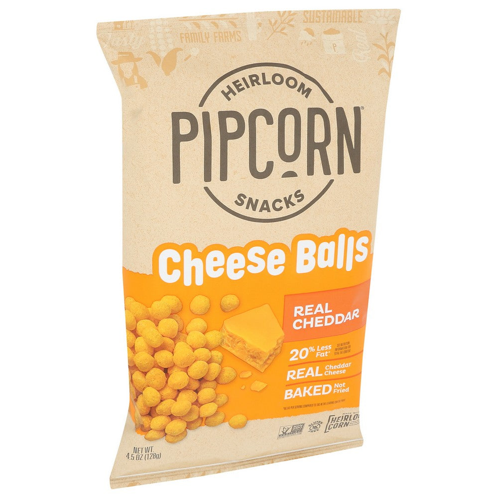 Pipcorn Heirloom Snacks®, Cheese Balls Puff Snack 4.5 Ounce, Case of 12