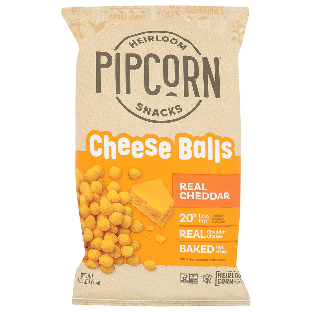 Pipcorn Heirloom Snacks®, Cheese Balls Puff Snack 4.5 Ounce, Case of 12