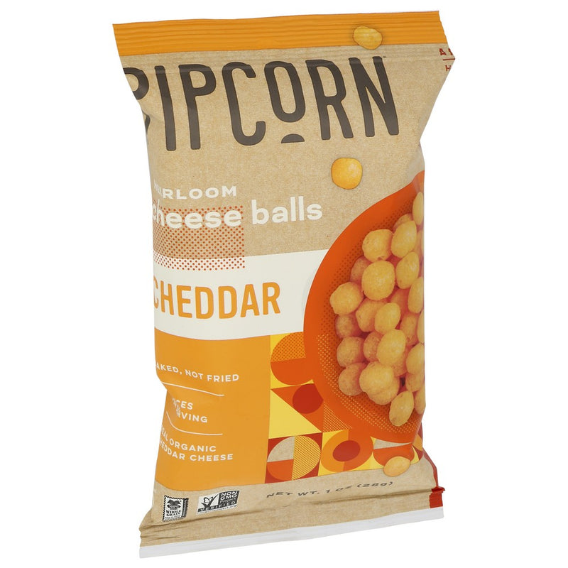 Pipcorn Cheese Ball Cheddar - 1 Ounce, Case of 24