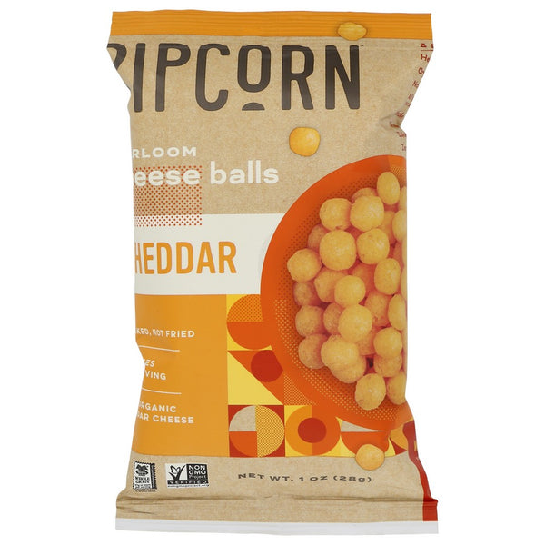 Pipcorn Cheese Ball Cheddar - 1 Ounce, Case of 24