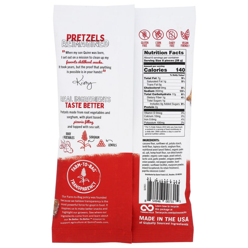 Quinn Cheese Prtzls  Pizza Plnt Bs - 6 Ounce, Case of 8