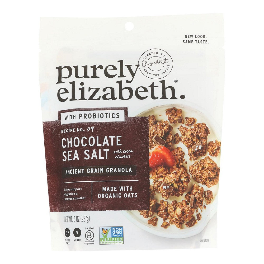 Purely Elizabeth Probiotic Granola - Chocolate Sea Salt - Case of 6 - 8 oz.