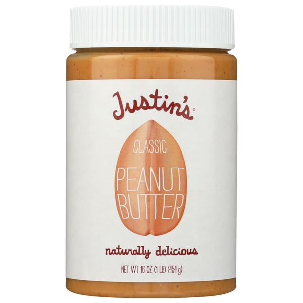 Justins Peanut Butter Classic Natural - 16 Ounce, Case of 12