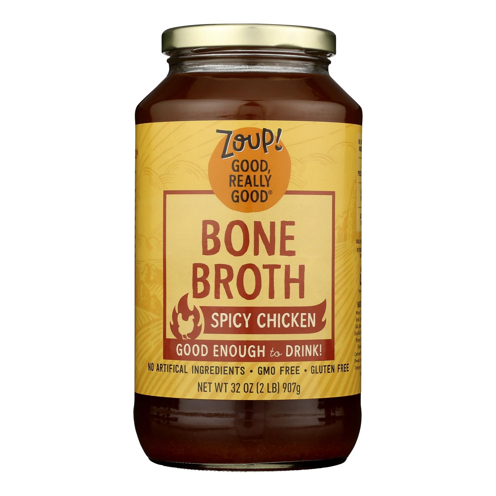 Zoup! Good Really Good - Broth Spicy Chicken Bone - Case of 6-32 Ounce