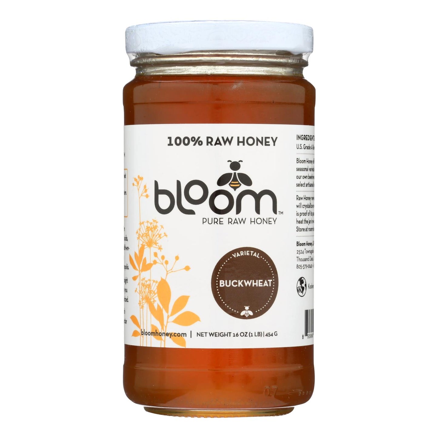 Bloom Honey - Honey - Buckwheat - Case of 6 - 16 Ounce.