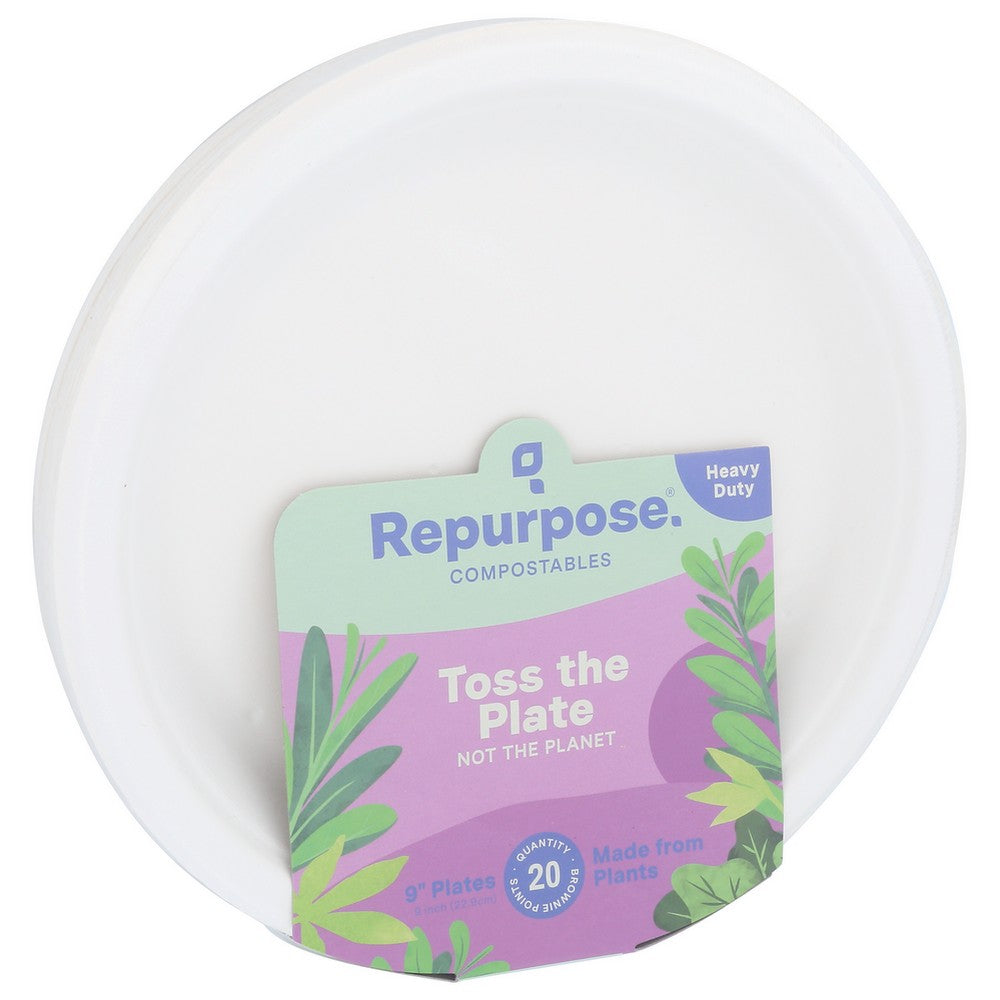 Repurpose® Rpr.Bp920.Mp12, Repurpose Plates, Compostable, 9 Inch, 20 Each,  Case of 12