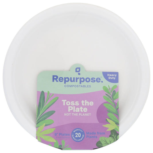 Repurpose® Rpr.Bp920.Mp12, Repurpose Plates, Compostable, 9 Inch, 20 Each,  Case of 12