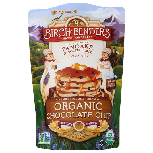 Birch Benders® 102, Just-Add-Water Pancake & Waffle Mix Birch Benders Chocolate Chip Pancake & Waffle Mix 16 Ounce,  Case of 6