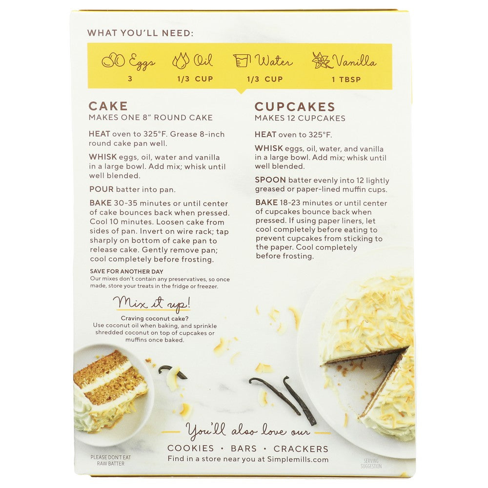 Simple Mills® , Simple Mills Vanilla Cupcake And Cake Baking Mix, 11.5 Oz.,  Case of 6