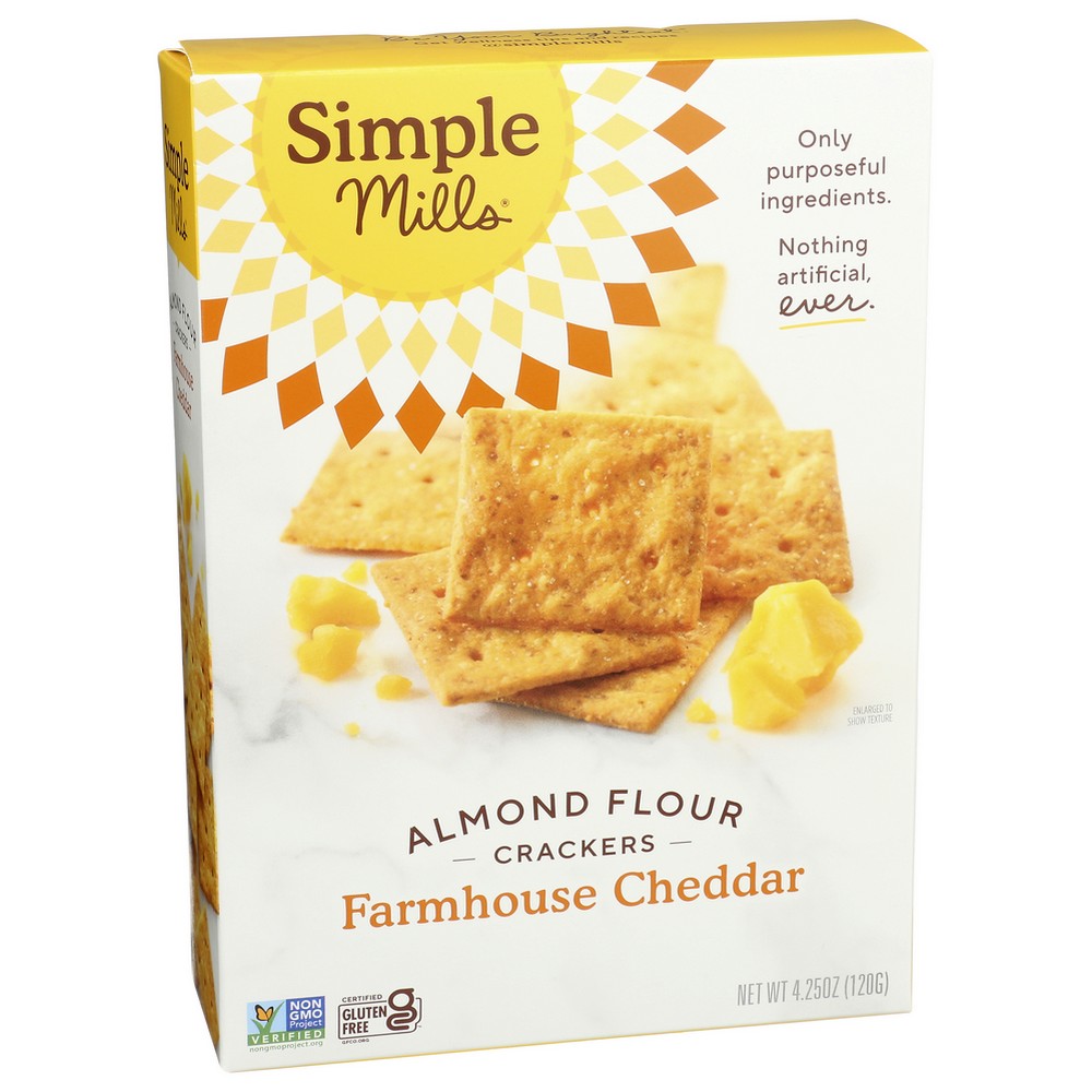 Simple Mills Crckr Almond Flr Shrp Ched - 4 Ounce,  Case of 6