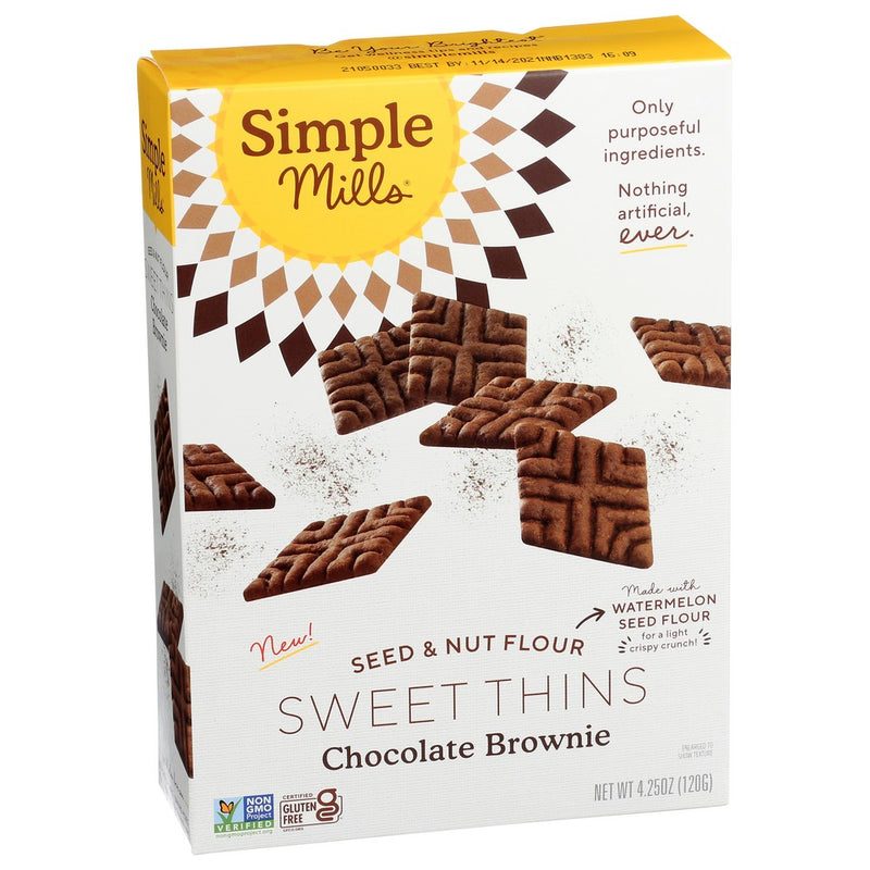 Simple Mills Sweet Thins Choco Brownie - 4 Ounce, Case of 6