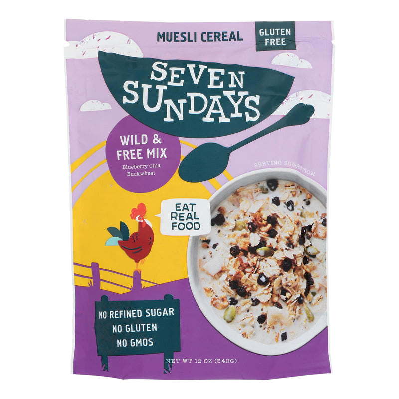 Seven Sundays Muesli - Blueberry Chia Buckwheat - Case of 6 - 12 Ounce.