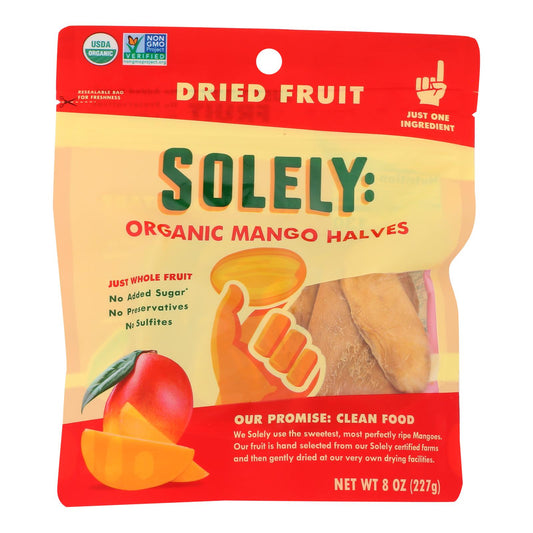 Solely - Dried Fruit Organic Mango Halves - Case of 6-8 Ounce