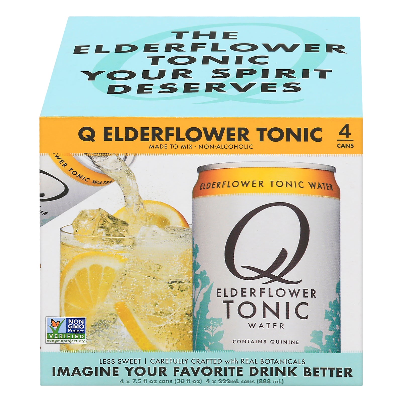 Q Drinks - Tonic Water Can 4pk Eldrflw - Case of 6-4/7.5 OZ