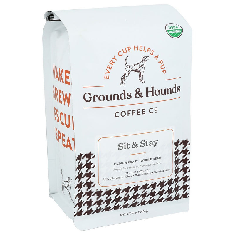 Grounds & Hounds Coffee Coffee Sit Stay Wb - 12 Ounce, Case of 8