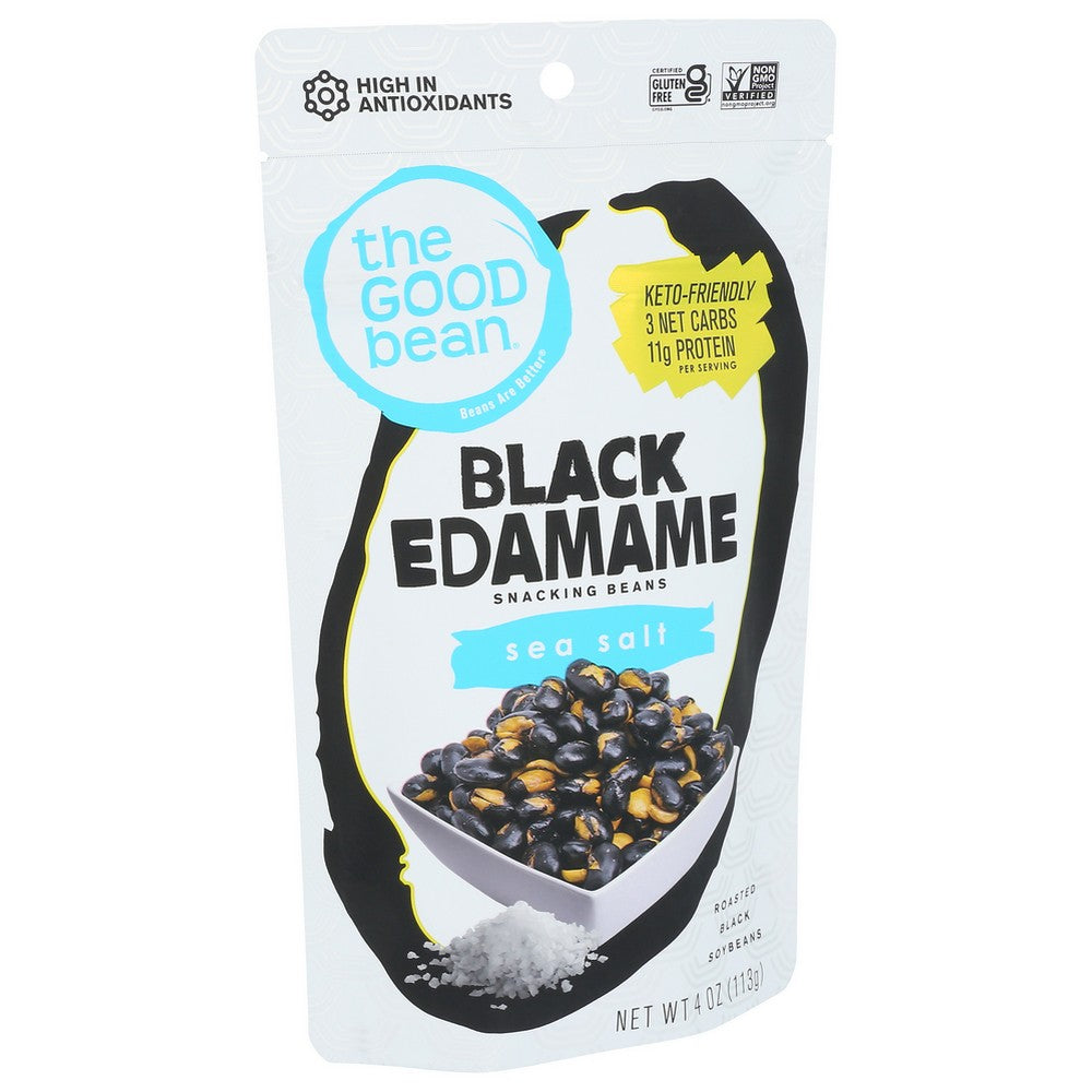 The Good Bean®, Black Edamame Snacking Beans Sea Salt, 4 Ounce, Case of 6