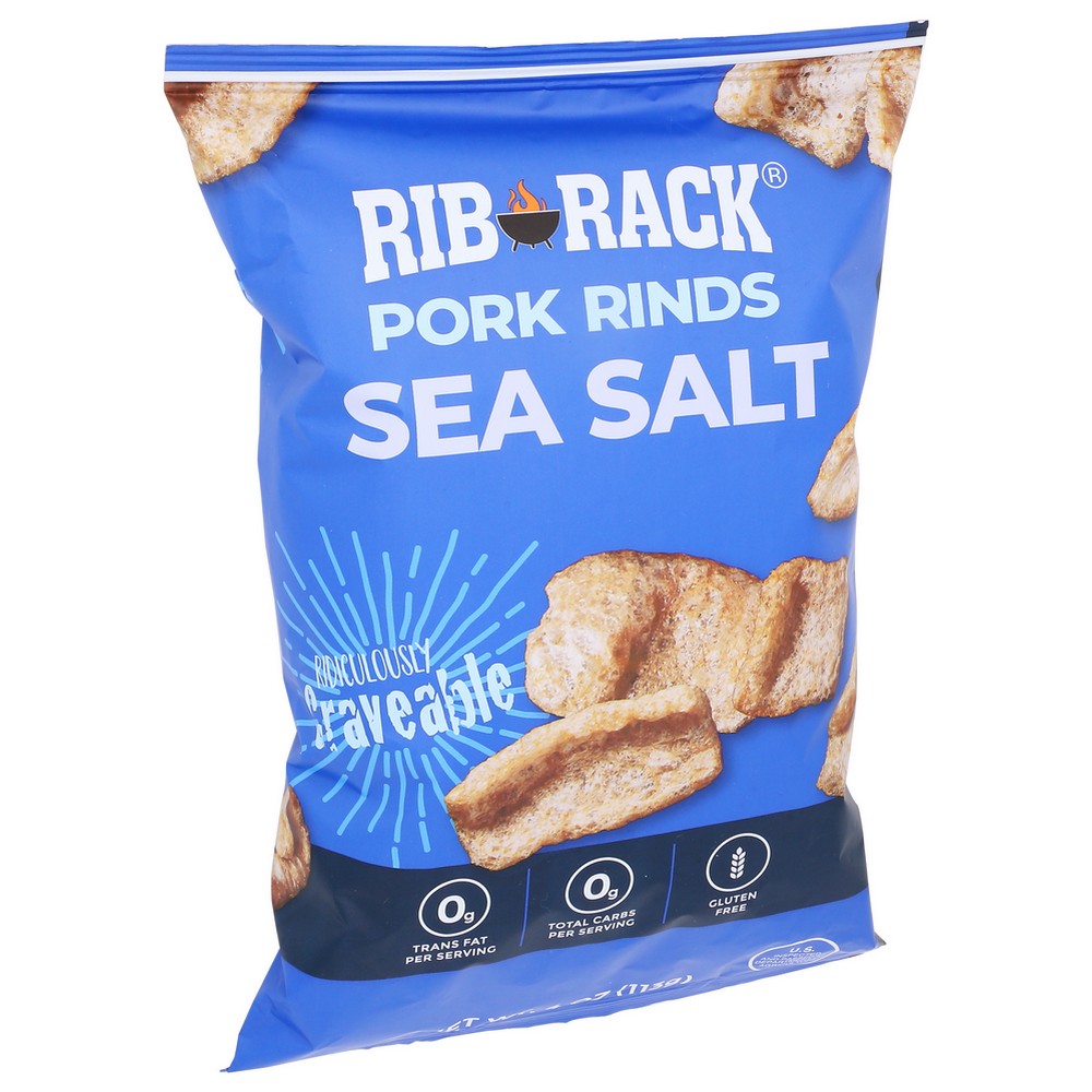 Rib Rack®, Pork Rinds Sea Salt 4 Ounce, Case of 12