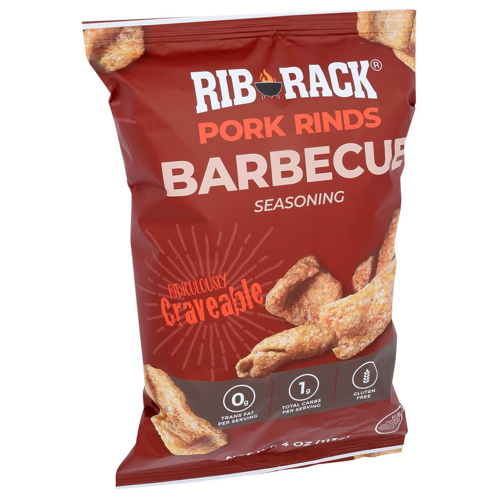 Rib Rack®, Pork Rinds Barbecue 4 Ounce, Case of 12