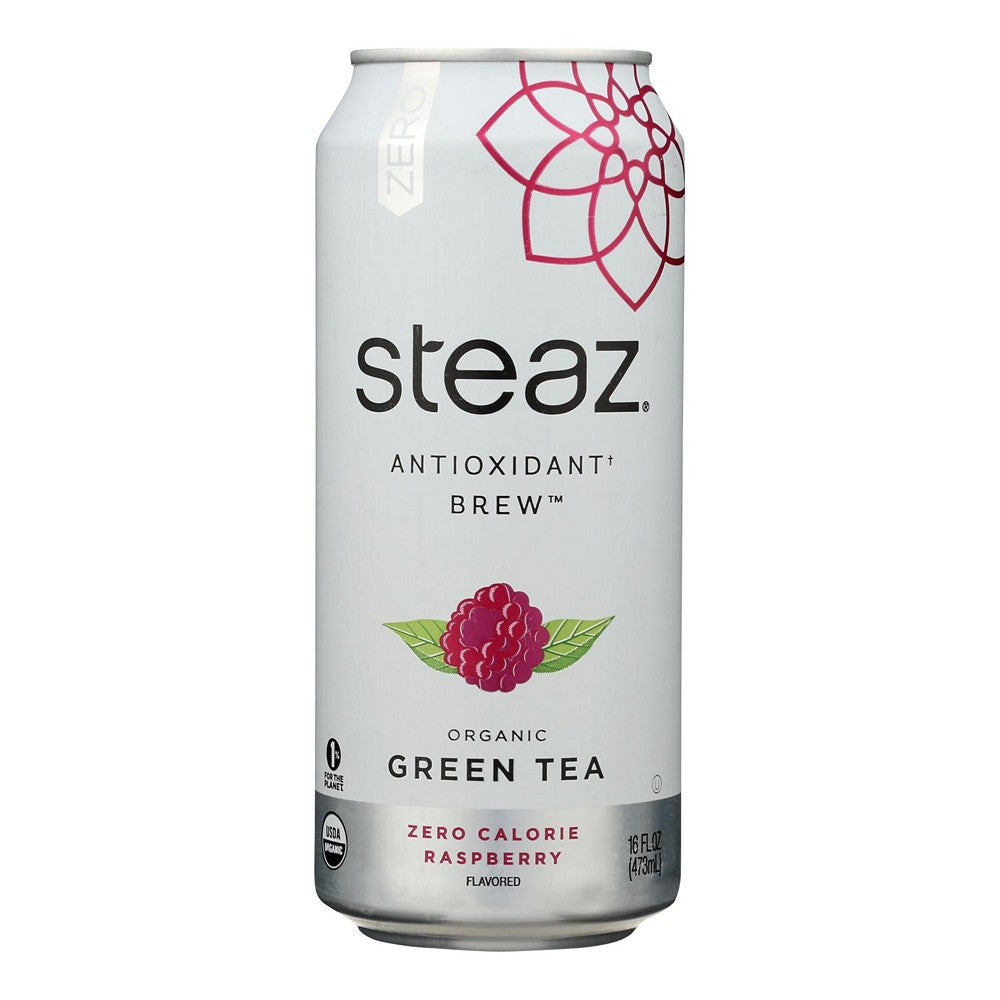 Steaz Zero Calorie Green Tea - Raspberry - Case of 12 - 16 Fl oz.