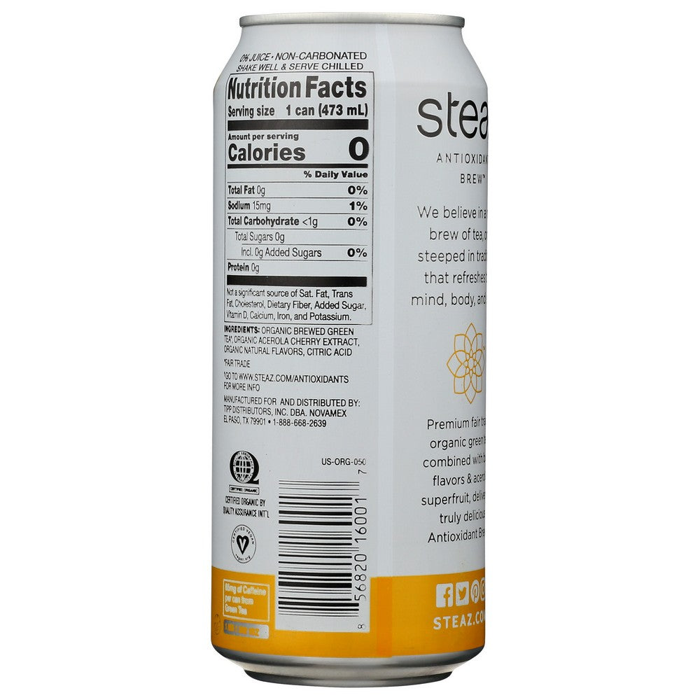 Steaz Tea Antiox Brew Unslm Og - 16 Fluid Ounce, Case of 12