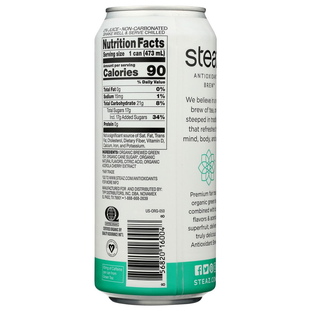 Steaz Tea Antiox Brew Mint Og - 16 Fluid Ounce, Case of 12