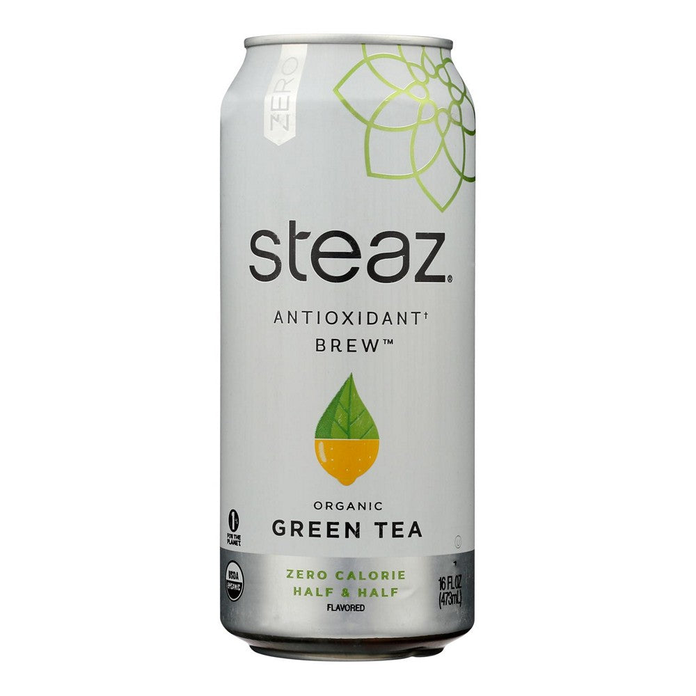 Steaz Zero Calorie Green Tea - Half and Half - Case of 12 - 16 Fl oz.