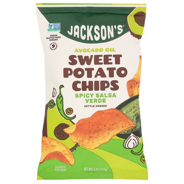 Jackson's® 1027,  Spicy Salsa Verde 5Oz Avocado Oil Sweet Potato Chips 5 Ounce,  Case of 12