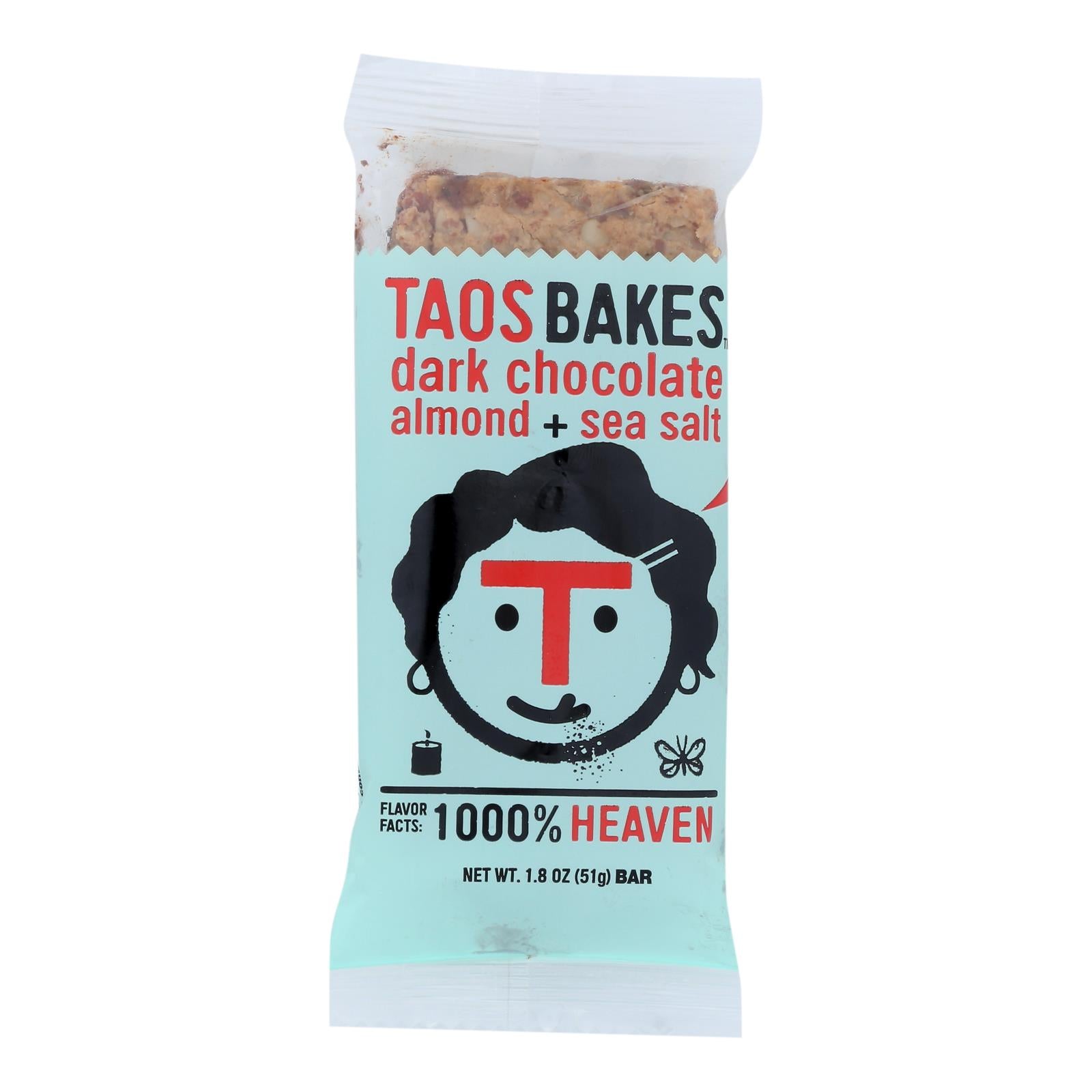 Taos Bakes - Bar Dark Chocolate Almond Sea Salt - Case of 12-1.8 Ounce