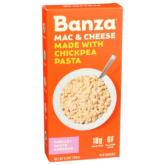 Banza® Mac105, Shells & White Cheddar Chickpea Pasta Mac & Cheese 5.5 Ounce,  Case of 6