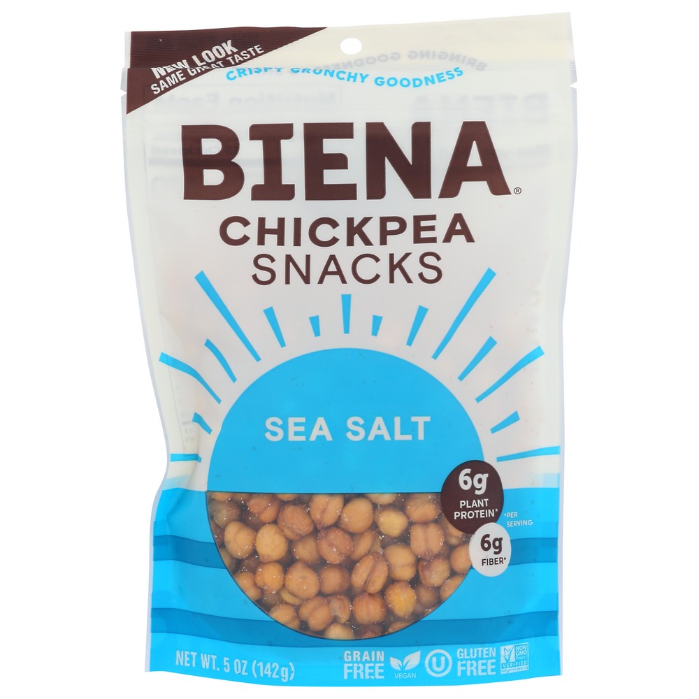 Biena® 174054, Biena Chickpeas Snacks, Sea Salt, 5 Oz. Bag,  Case of 8