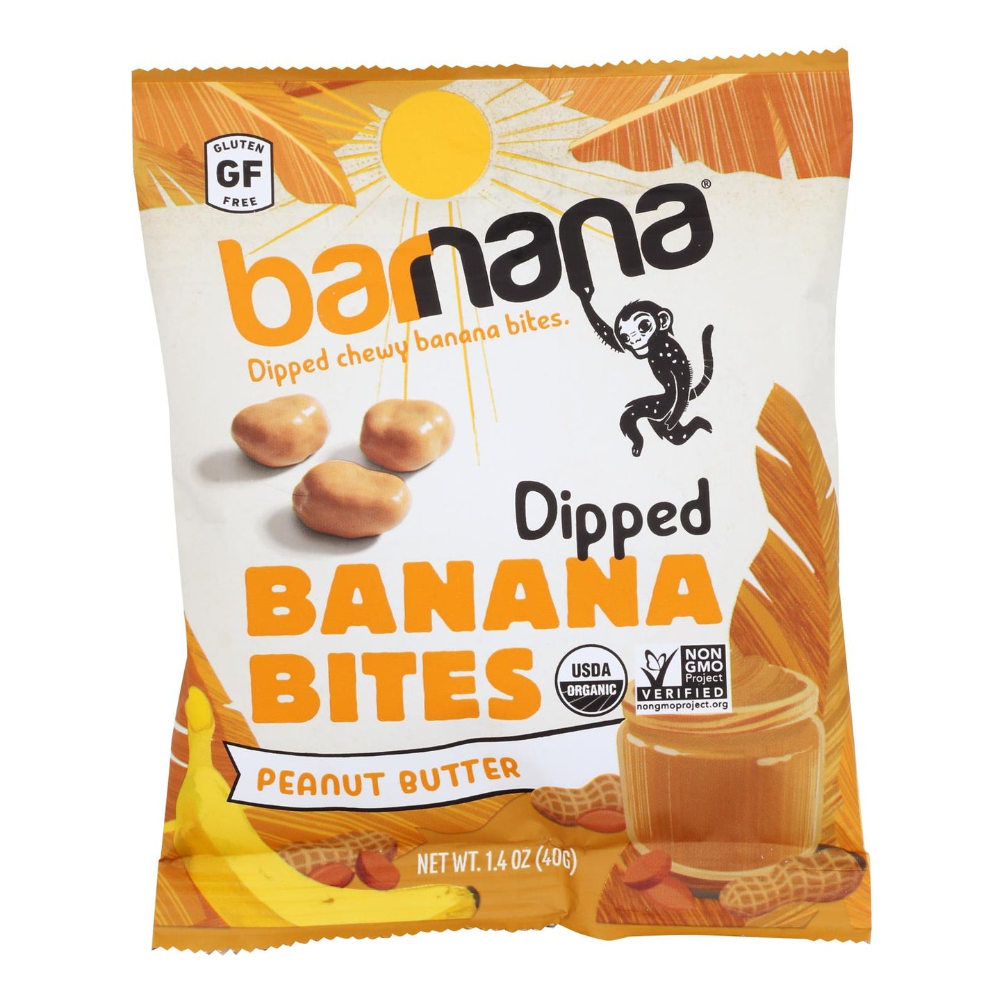 Barnana Organic Chewy Banana Bites - Peanut Butter - Case of 12 - 1.4 Ounce