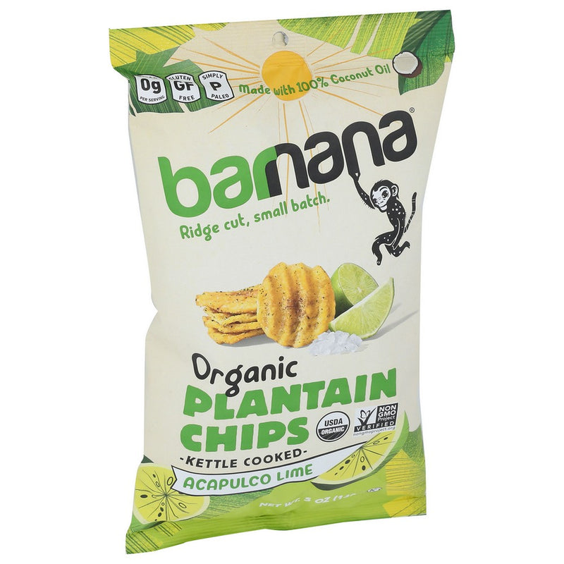 Barnana Chips Plantain Lime Organic - 5 Ounce, Case of 6