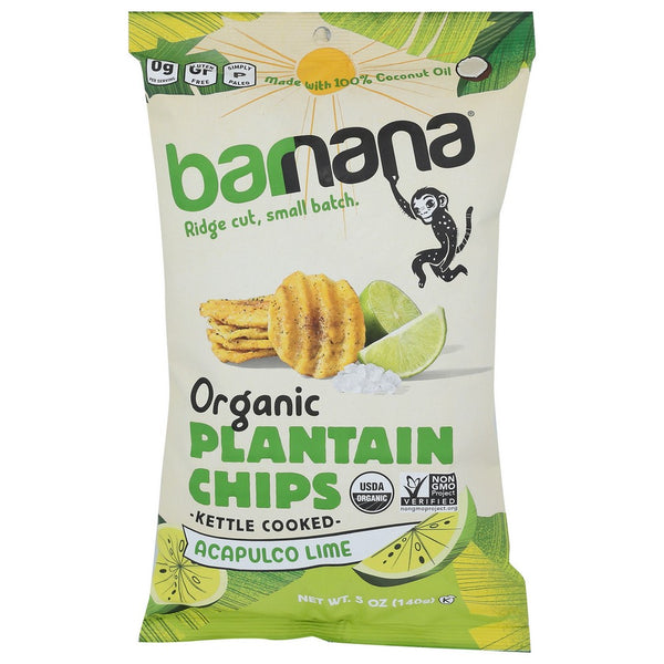 Barnana Chips Plantain Lime Organic - 5 Ounce, Case of 6