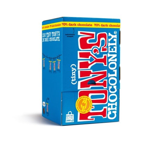 Tony's Chocolonely Tiny Dark Chocolate, 0.32 Ounce, 100 Per Pack, 8 Per Case