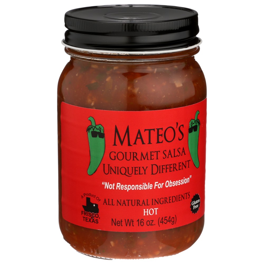 Mateos , Mateo's Gourmet Salsa, Hot, 16 Oz.,  Case of 6