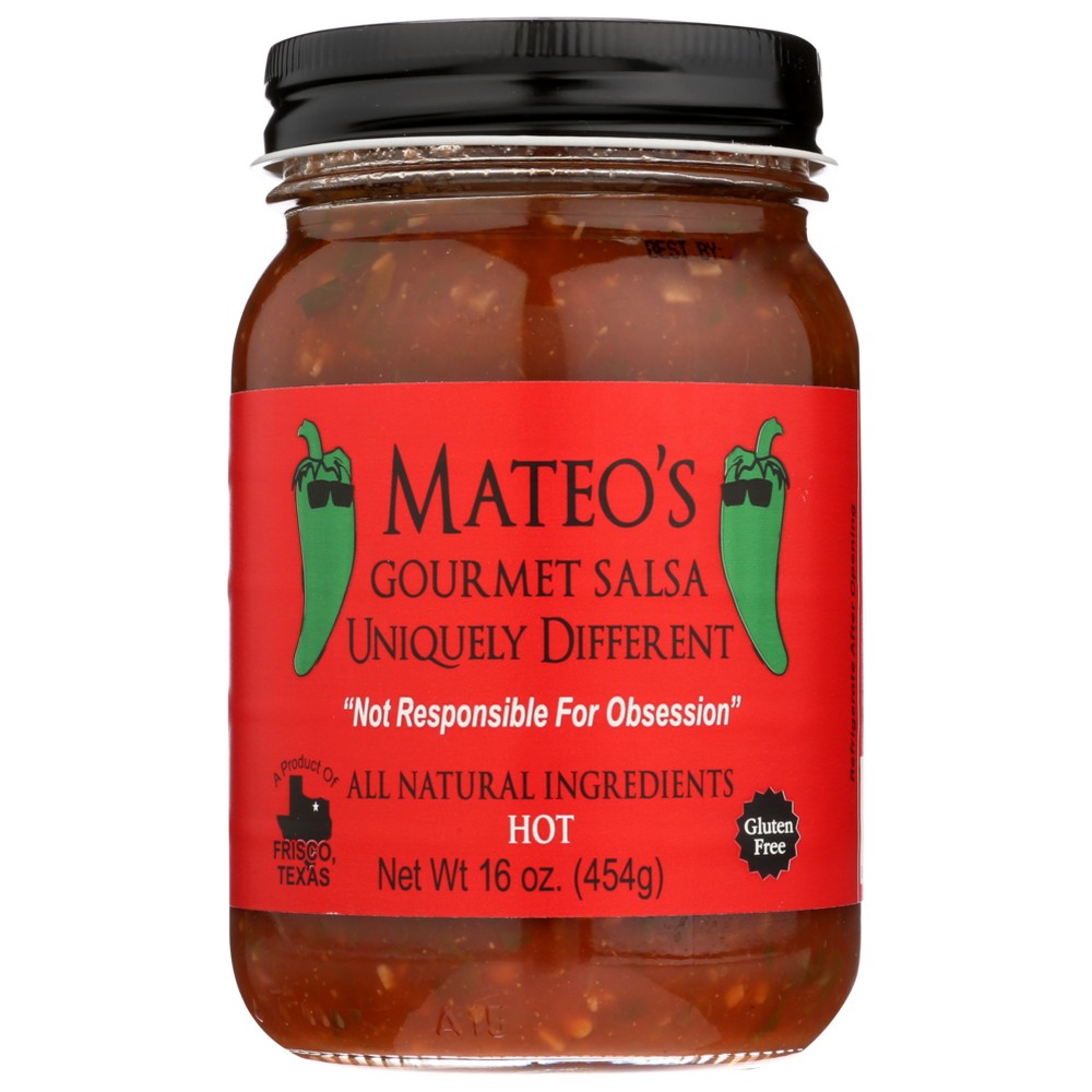 Mateos , Mateo's Gourmet Salsa, Hot, 16 Oz.,  Case of 6