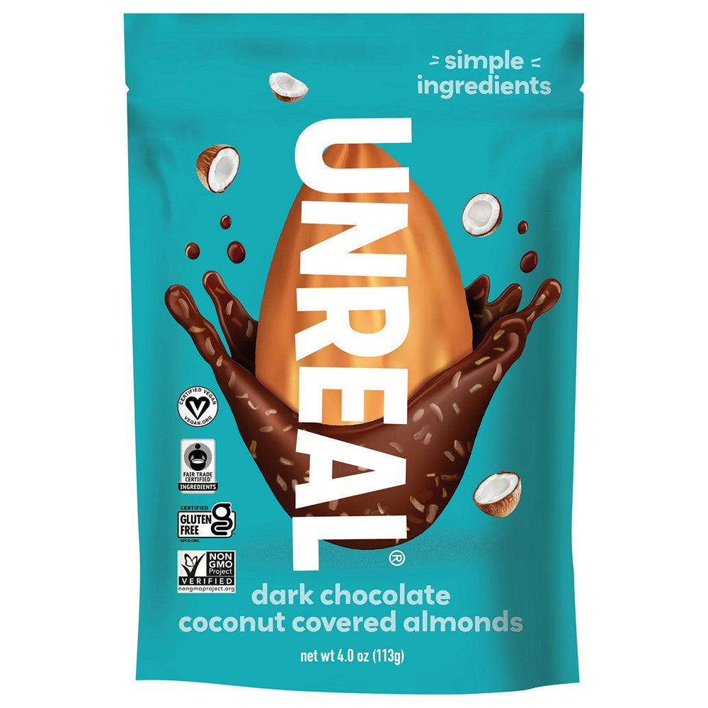 Unreal - Alm Dk Chocolate Cnut Covered - Case of 6-4 OZ