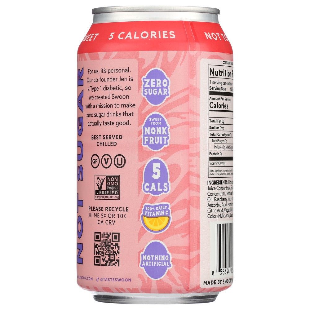 Swoon , Swoon Pink Lemonade Zero Sugar Lemonade 12 Fluid Ounce,  Case of 12