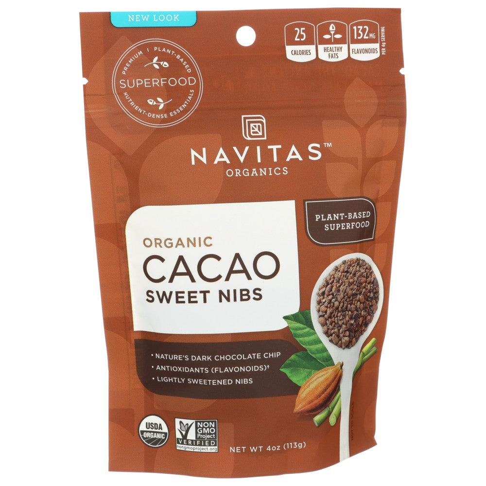 Navitas Cacao Nibs Swtnd Organic - 4 Ounce,  Case of 12