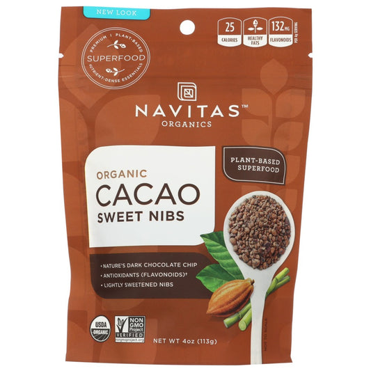 Navitas Cacao Nibs Swtnd Organic - 4 Ounce,  Case of 12