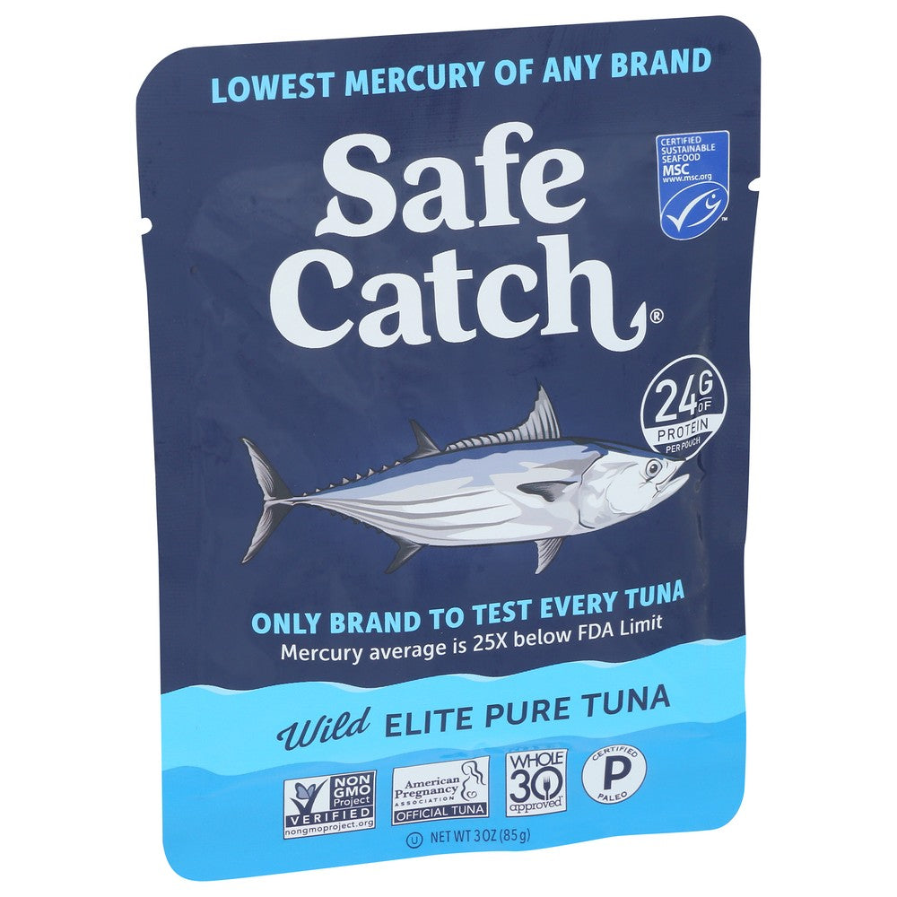 Safe Catch 10859480006012, Every Fish Mercury Tested Elite Wild Tuna - Single Serve Pouch 3 Ounce,  Case of 12