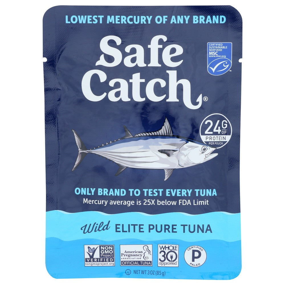 Safe Catch 10859480006012, Every Fish Mercury Tested Elite Wild Tuna - Single Serve Pouch 3 Ounce,  Case of 12