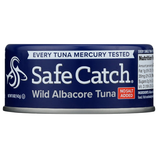 Safe Catch 10859480006098, Every Fish Mercury Tested Wild Albacore Tuna, No Salt Added 5 Ounce,  Case of 12