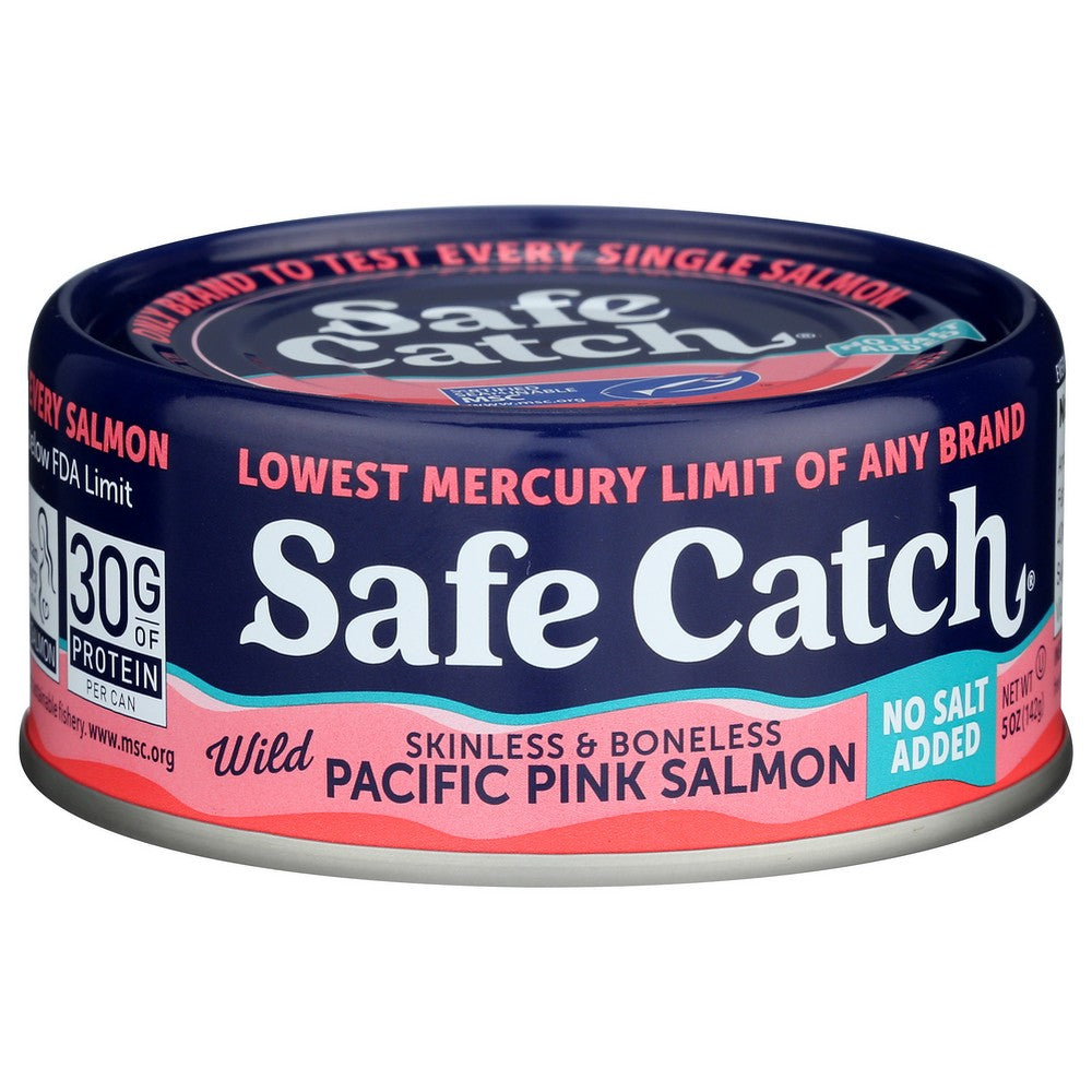 Safe Catch 10859480006432, Mercury Tested Salmon Wild Pink Salmon, No Salt Added 5 Ounce,  Case of 6