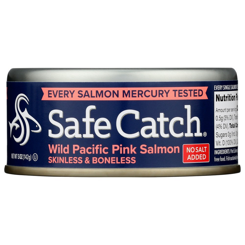 Safe Catch 10859480006432, Mercury Tested Salmon Wild Pink Salmon, No Salt Added 5 Ounce,  Case of 6