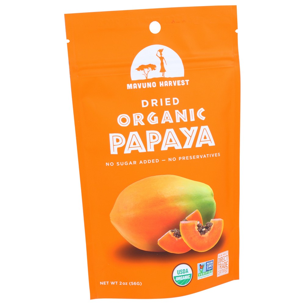 Mavuno Harvest 104-2-D, Papaya Organicanic Dried Papaya 2 Ounce,  Case of 6