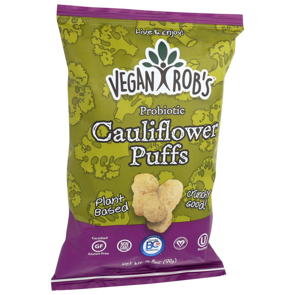 Vegan Rob's , Vegan Rob's Probiotic Cauliflower Puffs, 3.5 Oz.,  Case of 12