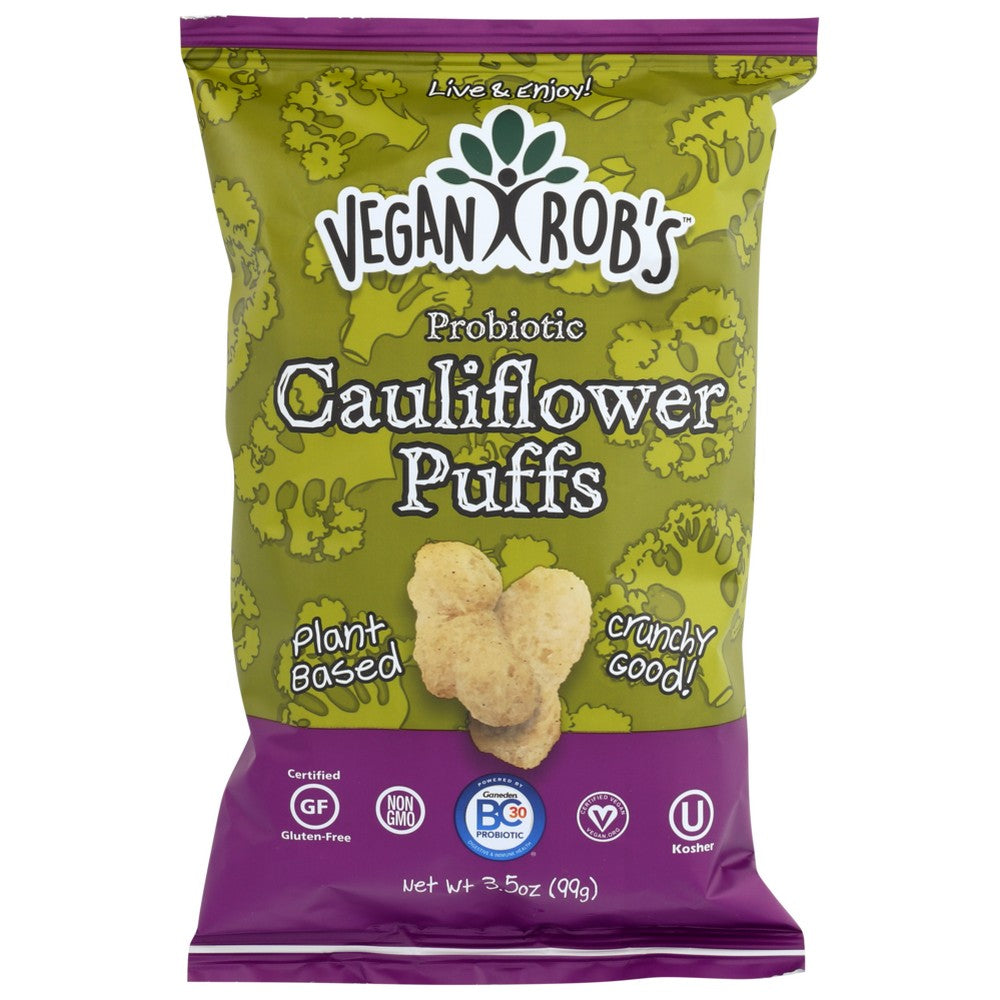 Vegan Rob's , Vegan Rob's Probiotic Cauliflower Puffs, 3.5 Oz.,  Case of 12